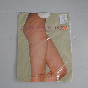 Control Top Pantyhose White Medium/Tall Vintage JC Penney Shaper Made In USA NWT
